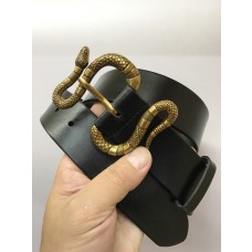 Gucci Leather Belt Snake Head Black 40mm