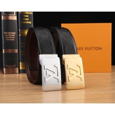Louis Vuitton Men Damier Ebene Initiales Leather Belt 35mm Black